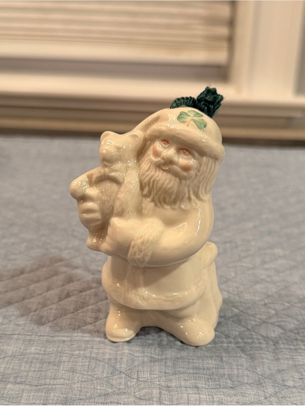 Belleek China "Santa Bearing Gifts" Ornament Bell